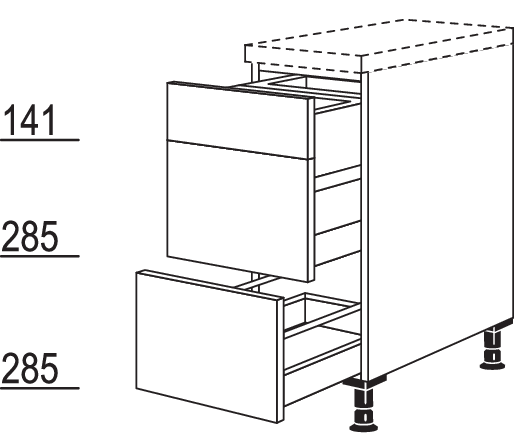 Auszugschrank für Mülltrennung UASA30
