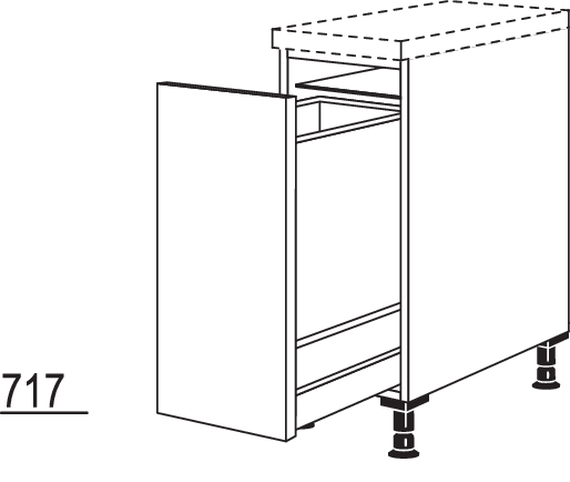 Auszugschrank mit Wertstoffsammler UDAWS30