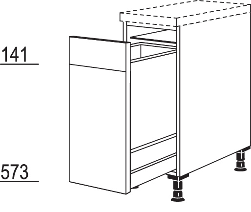Auszugschrank mit Wertstoffsammler UAWS30
