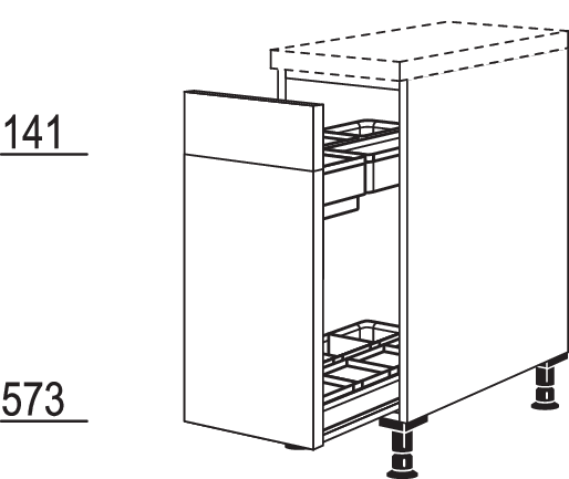 Unterschrank mit Apothekerauszug Junior UAJO30