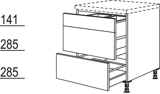 Auszugschrank für Mülltrennung UAASA60