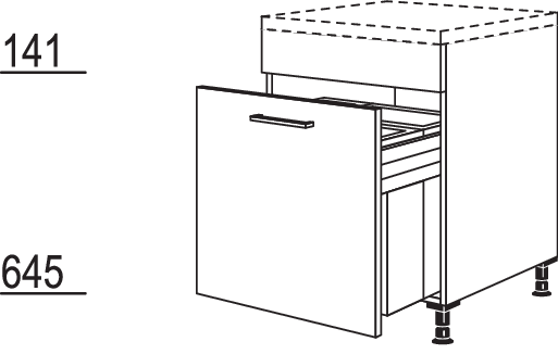 XL-Unterschrank mit Mülltrennsystem Euro-Cargo UASL-EC45-X