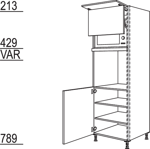 XL-Geräte-Umbau Backofen und Mikrowelle mit Lifttür NGSLO-1X