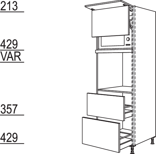 XL-Geräte-Umbau Backofen und Mikrowelle mit Lifttür NGSLO2A-1X