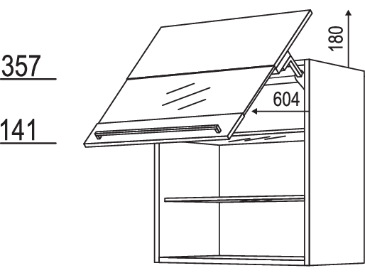 Wandschrank Schwingklappe WKSGLS50-1