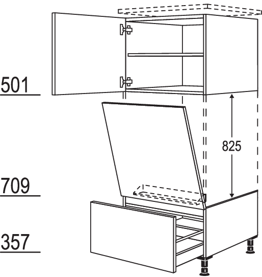 XL-Geräte-Umbau Geschirrspüler geeignet für Nischenhöhe: 825 mm / GGSP45-X