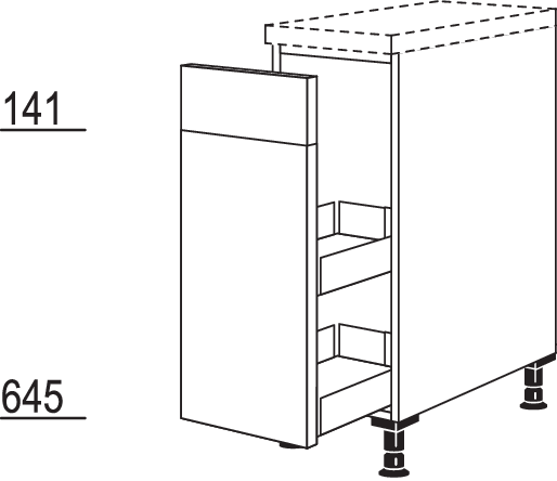 XL-Unterschrank mit Apothekerauszug Junior UAJ30-X