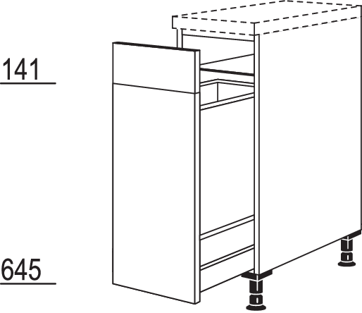 XL-Auszugschrank mit Wertstoffsammler UAWS30-X