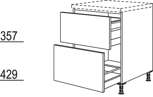 XL-Auszugschrank für Mülltrennung UDAASA60-X