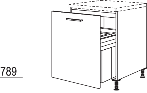 XL-Unterschrank mit Mülltrennsystem Euro-Cargo UDASL-EC60-X