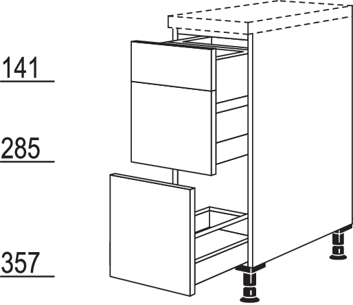 XL-Auszugschrank für Mülltrennung UASA30-X
