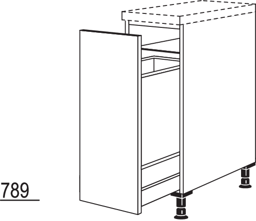 XL-Auszugschrank mit Wertstoffsammler UDAWS30-X