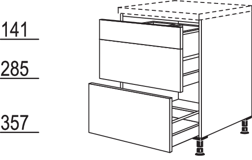XL-Auszugschrank für Mülltrennung UAASA60-X