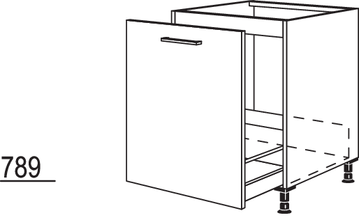 XL-Spülenschrank für bauseitige Wertstoffbehälter-Systeme SPUAD-BW60-X