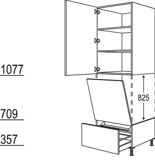 XL-Geräte-Umbau Geschirrspüler geeignet für Nischenhöhe: 825 mm / GDGSP45-2X