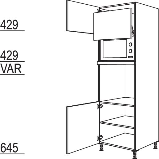 XL-Geräte-Umbau Backofen und Mikrowelle mit Lifttür GLO-2X