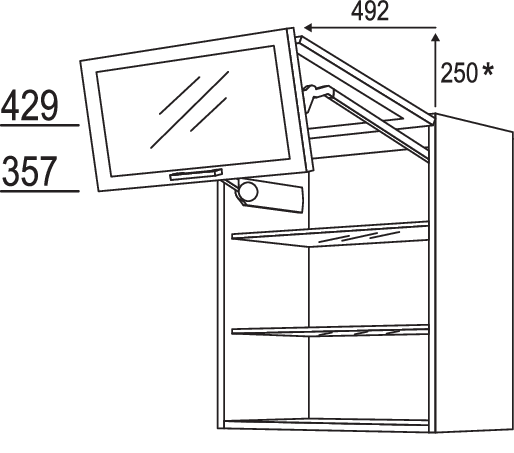 Wandschrank Falt-Lifttür WFLGG100-2