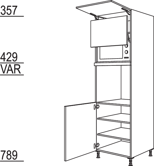 XL-Geräte-Umbau Backofen und Mikrowelle mit Lifttür GDLO-3X