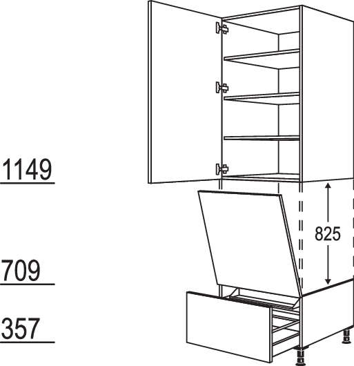 XL-Geräte-Umbau Geschirrspüler geeignet für Nischenhöhe: 825 mm / GGSP45-3X