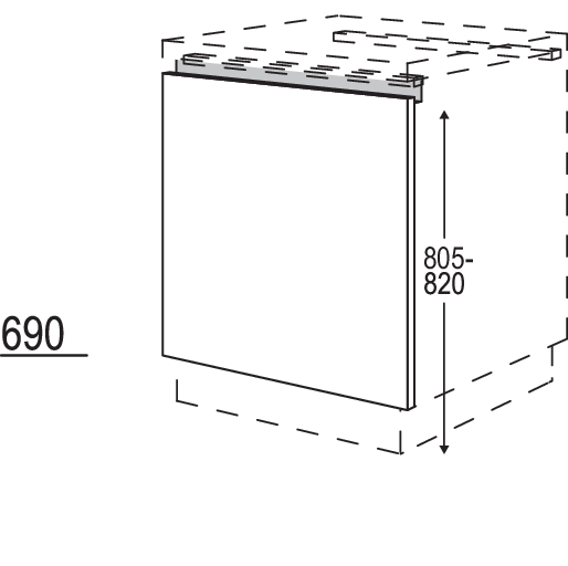 Türfront für vollintegrierte Kühlgeräte und Waschautomaten NKWSB60