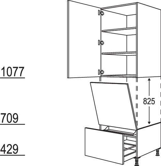 XL-Geräte-Umbau Geschirrspüler geeignet für Nischenhöhe: 825 mm / GDGSP45-3X