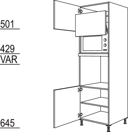 XL-Geräte-Umbau Backofen und Mikrowelle mit Lifttür GLO-3X