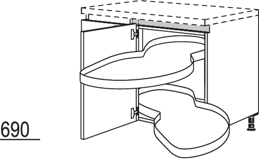 Eckschrank mit Schwenkauszug NUESA90-45