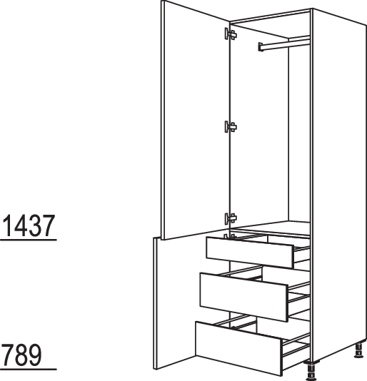 XL-Garderobenschrank HDWGIA60-3X