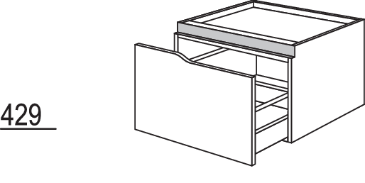 XL-Abschluss-Auszugschrank Curve NUAAC45-43