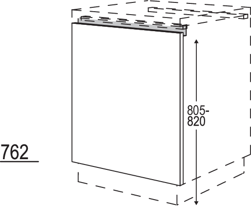 XL-Türfront für vollintegrierte Kühlgeräte und Waschautomaten NKWSB60-X