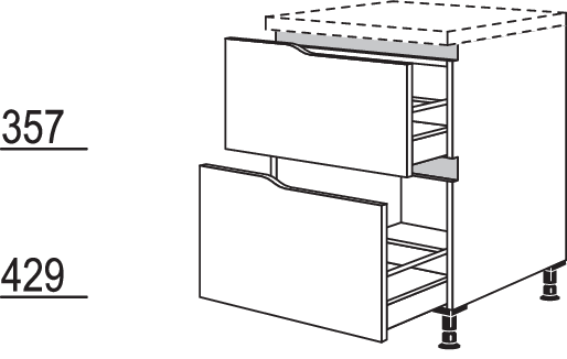XL-Abschluss-Auszugschrank Curve NU2AAC45-X