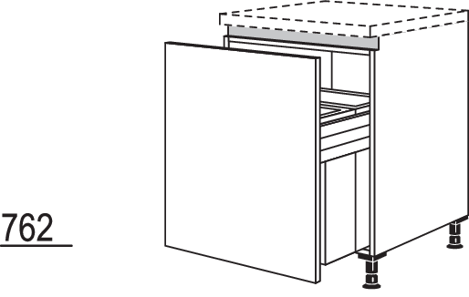XL-Unterschrank mit Mülltrennsystem Euro-Cargo NUASL-EC45-X