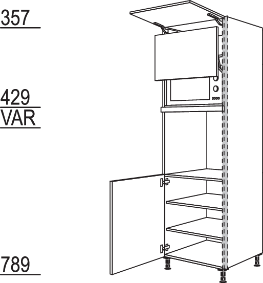 XL-Geräte-Umbau Backofen und Mikrowelle mit Lifttür NGSLO-3X