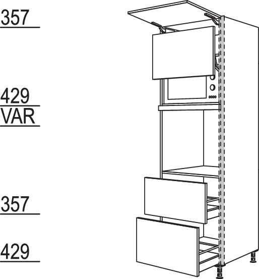 XL-Geräte-Umbau Backofen und Mikrowelle mit Lifttür NGSLO2A-3X