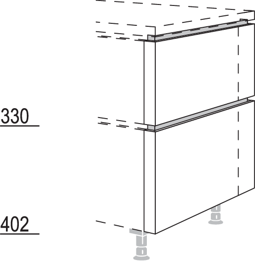 XL-Frontwange für Raumplanungen in geteilter Optik NUWFRT50-106-X