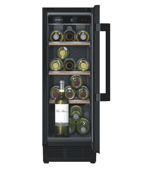 SIEMENS Weinkühlschrank KU20WVHF0 mit Glastür, 300 mm breit Schwarz KU20WVHF0