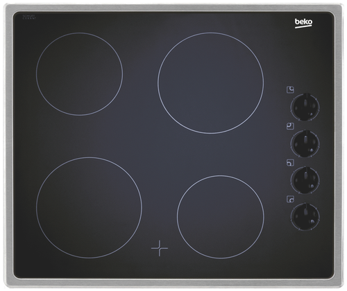 BEKO Glaskeramik- Strahlungskochfeld HIC64100X, autark Edelstahlrahmen HIC64100X