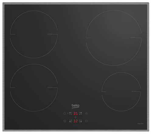 BEKO Glaskeramik-Kochfeld HII 64400 MTX mit Induktion, Sologerät, Edelstahlrahmen HII64400MTX